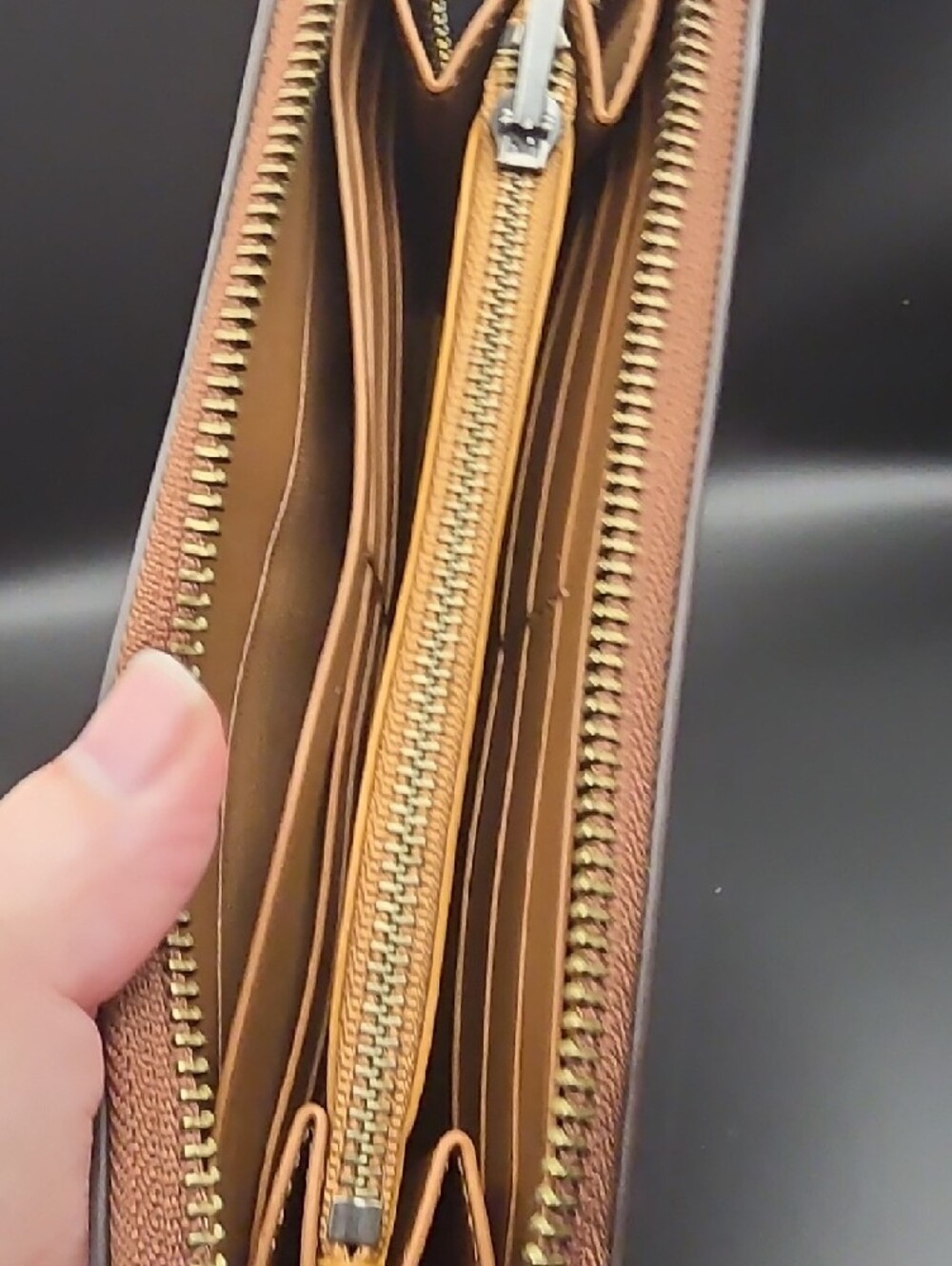 Coach Embossed Leather Zip Wallet in Tan Brown - Picture 6 of 11